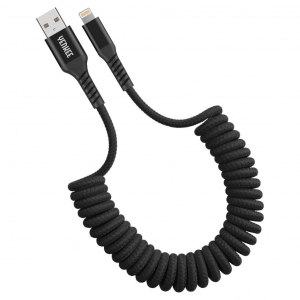 Yenkee YCU 502 BK USB-A - Lightning csavart adat-, &eacute;s t&ouml;ltők&aacute;bel fekete